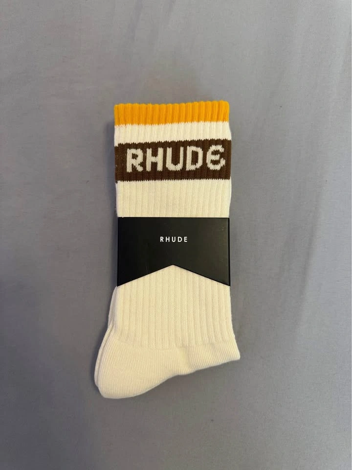 RHUDE Speed Stripe Socks - Creme/Mustard/Brown - photo 2