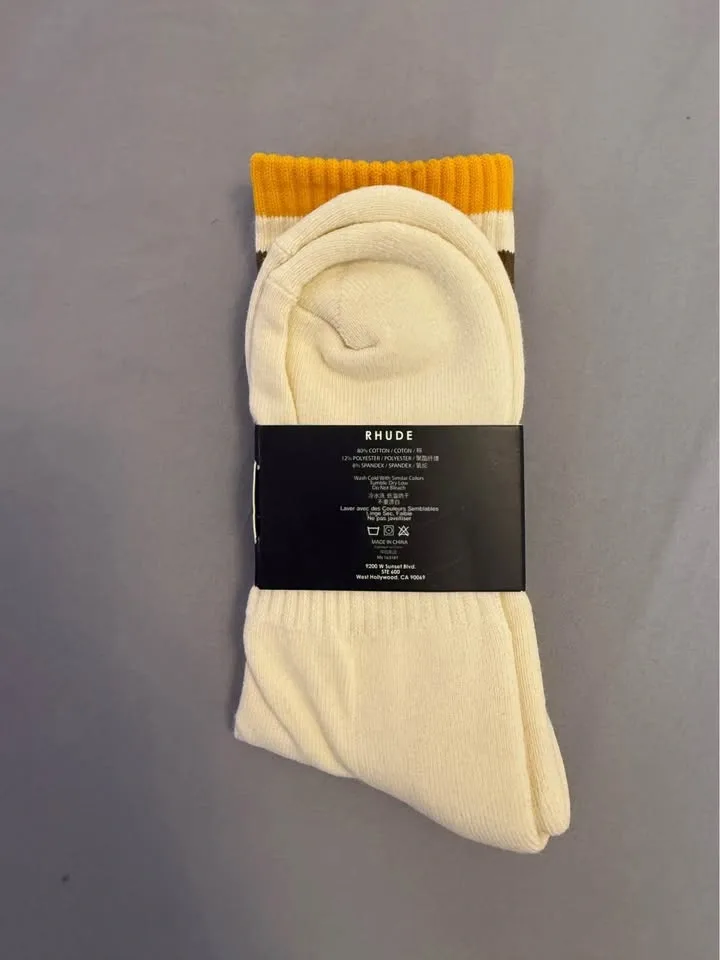 RHUDE Speed Stripe Socks - Creme/Mustard/Brown - photo 3