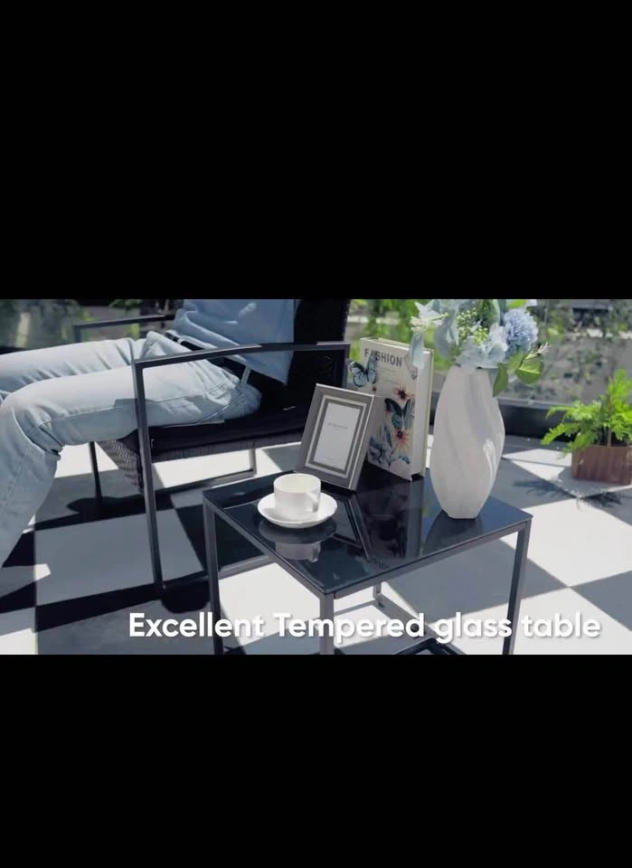 Black 3-Piece Steel Wicker Patio Bistro Set - photo 4