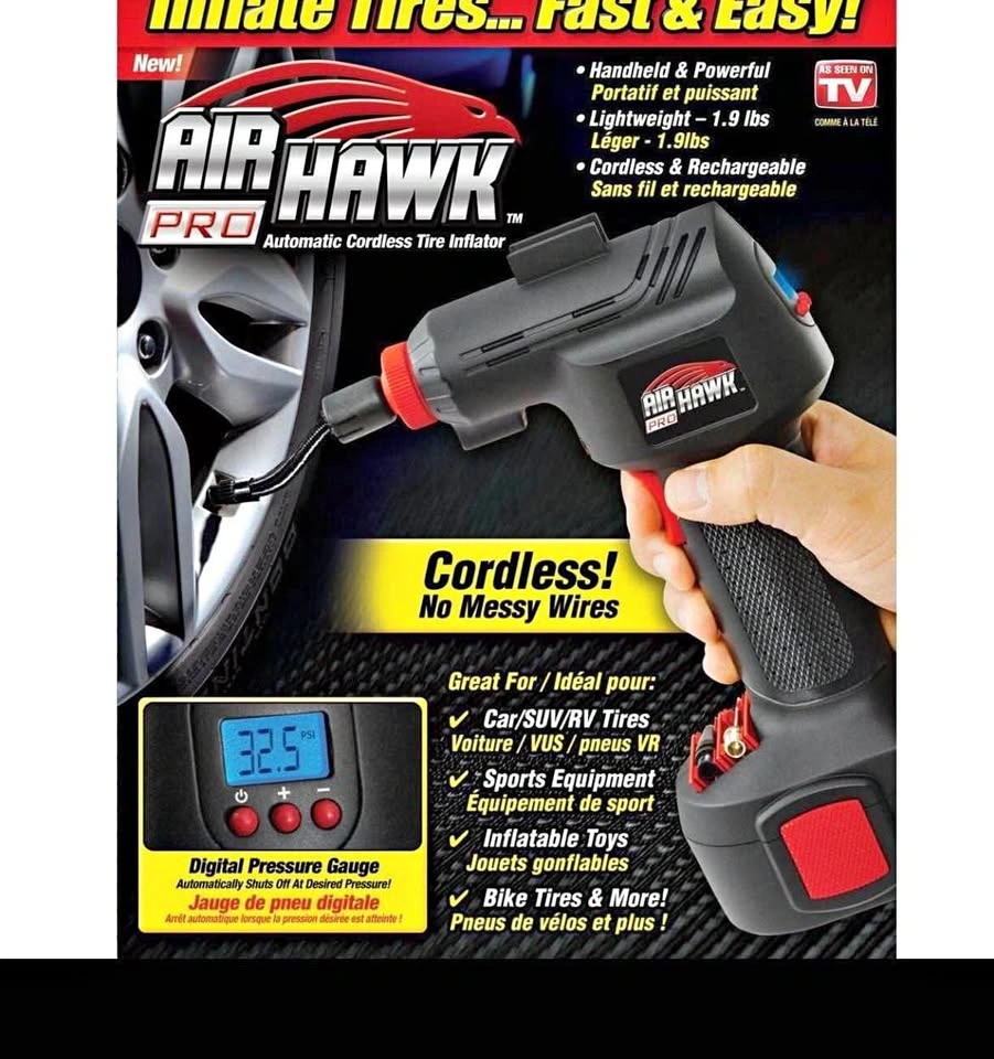Air Hawk Pro, Portable Air Compressor w/ Built in LED Light