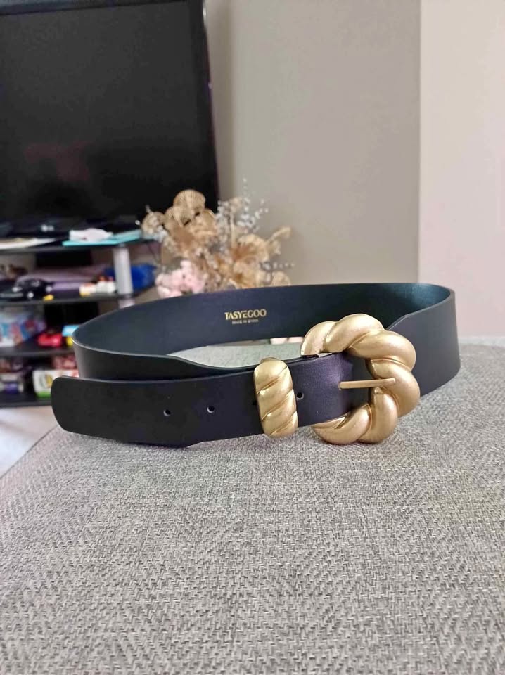 WOMEN TWISTED BUCKLE BELT BLACK / NEW