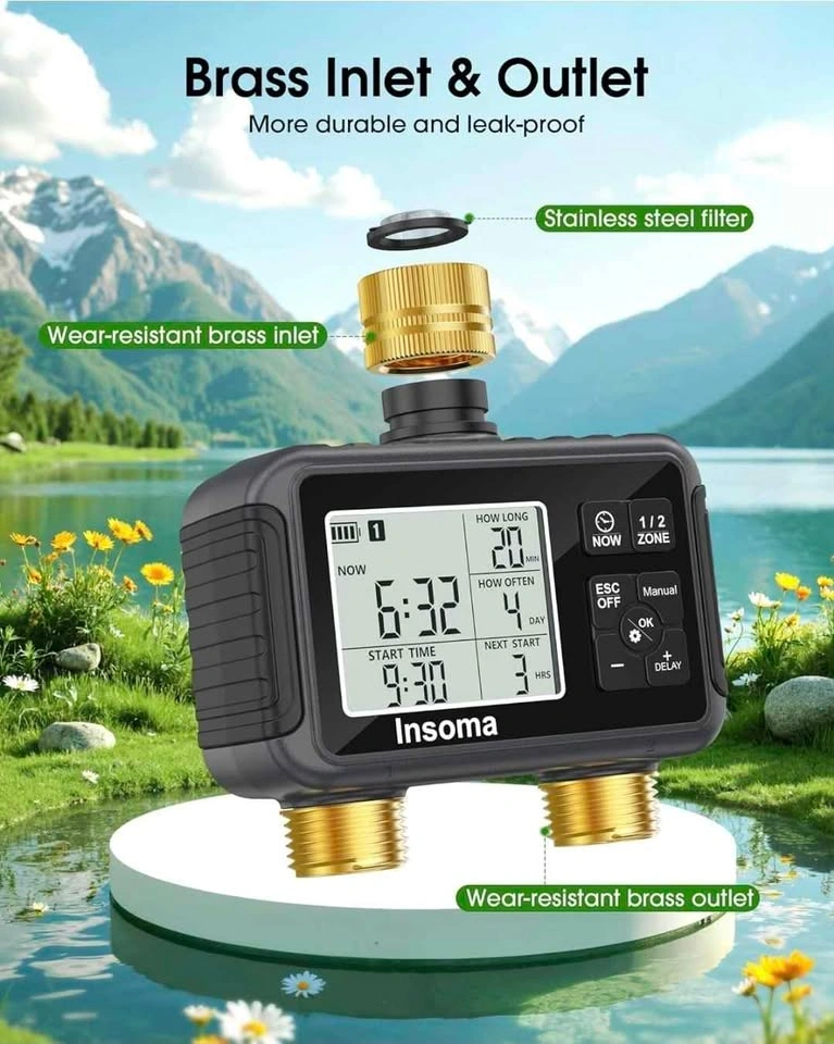 Insoma 2-Zone Water Timer with Brass Inlet & Outlet - photo 2