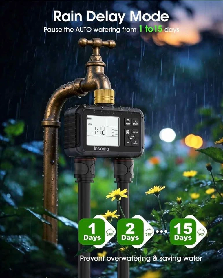 Insoma 2-Zone Water Timer with Brass Inlet & Outlet - photo 4