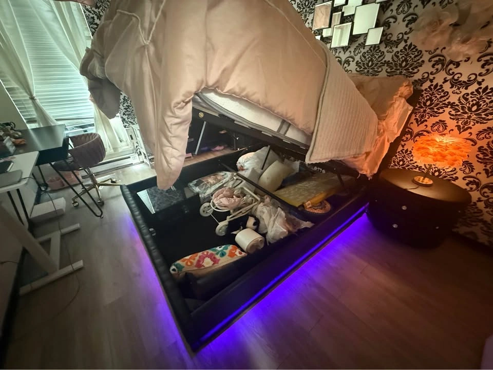 Queen Bed with LED Storage, Side Tables, and Dresser - photo 3