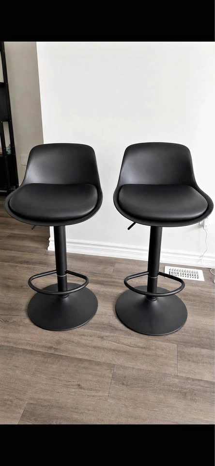 Modern Adjustable Black Bar Stools (Set of 2)