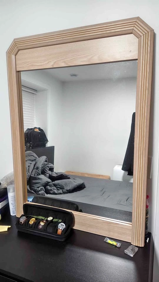 Light Wood Fluted Frame Mirror
