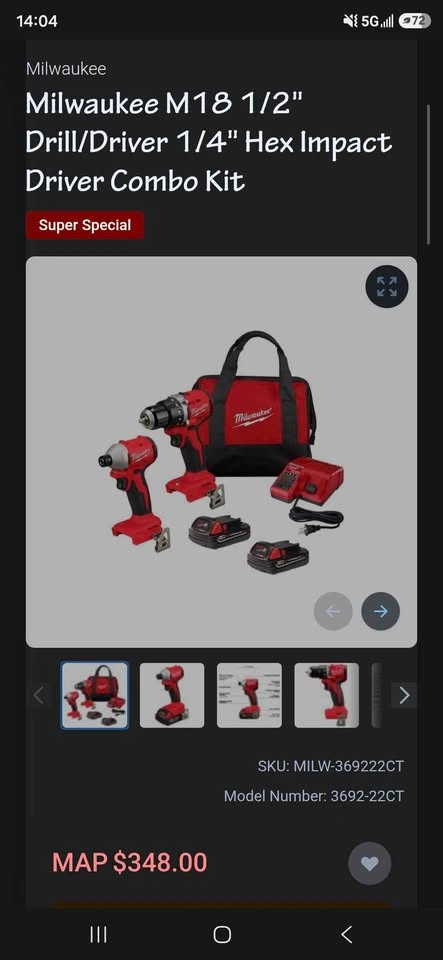 Milwaukee M18 1/2" Drill/Driver 1/4" Hex Impact Driver Combo Kit