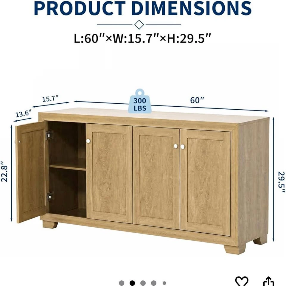 New 60” Buffet Cabinet / Sideboard - Still in Box