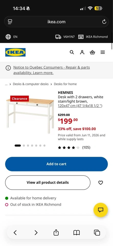 IKEA Hemnes Desk - photo 3