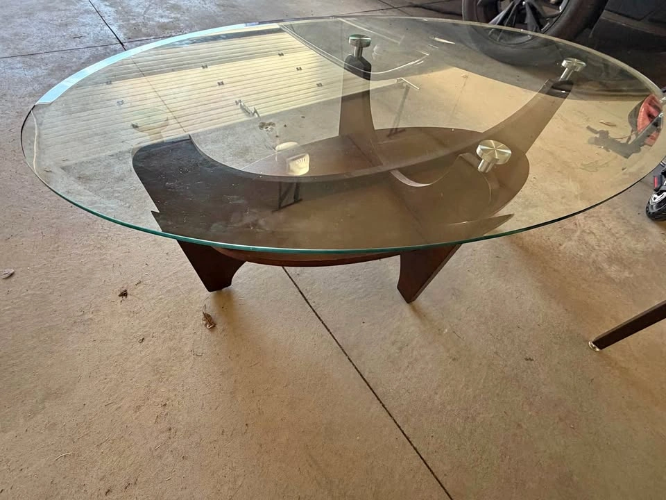 Mid-Century Modern Oval Glass Coffee Table