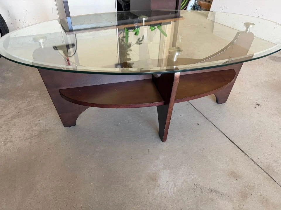 Mid-Century Modern Oval Glass Coffee Table - photo 2