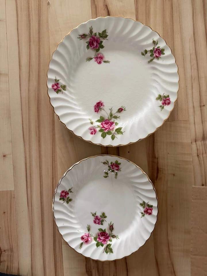 Vintage Rose Pattern China Plate Set - photo 3
