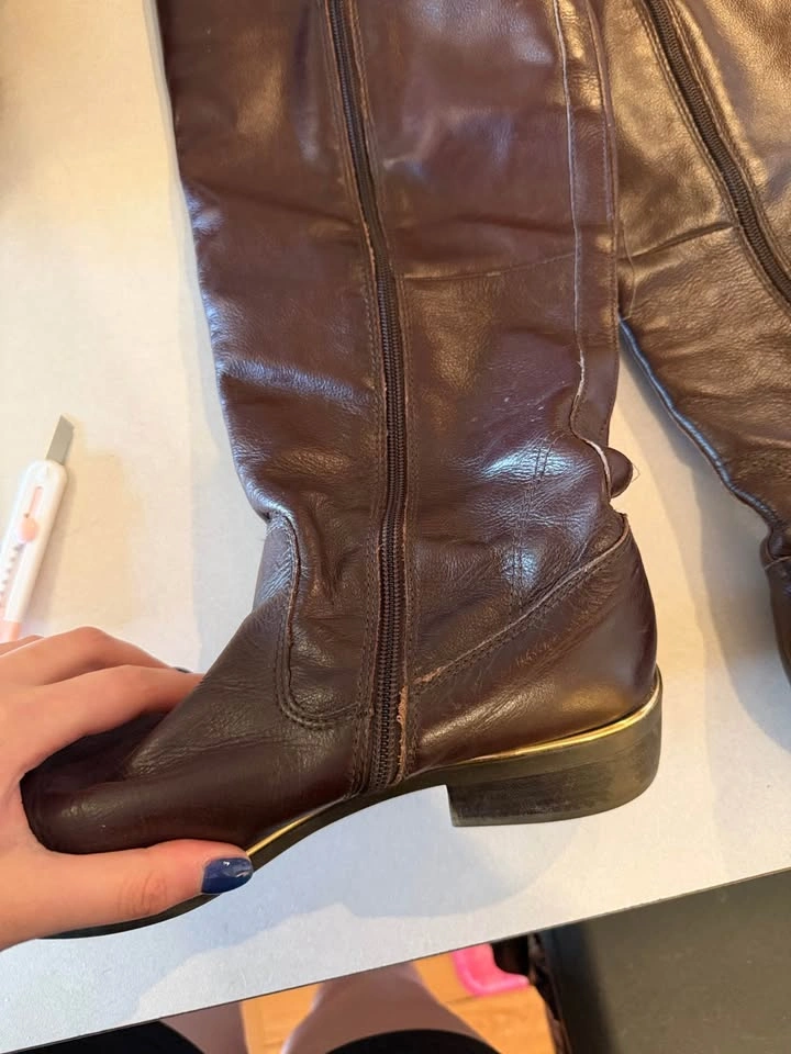 Long brown leather boots size 10 - photo 4