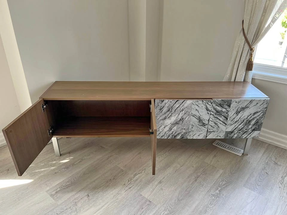 Modern Wood and Marble Pattern Sideboard and TV stand
