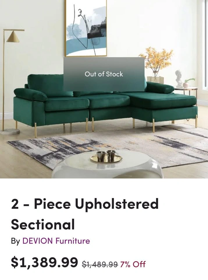 Dark Green Sectional Velvet Couch (Reversible) - photo 5