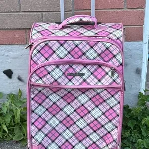 Tracker Pink Plaid Rolling Suitcase – Softside Carry-On