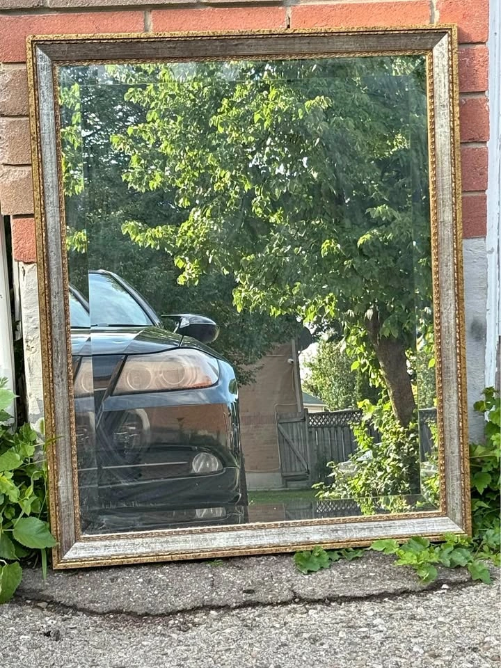 Elegant Silver/Gold Beveled Mirror Made in Italy