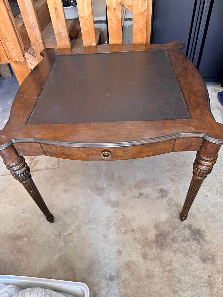 Bombay Company Wooden Game/Card Table with Leather Surface