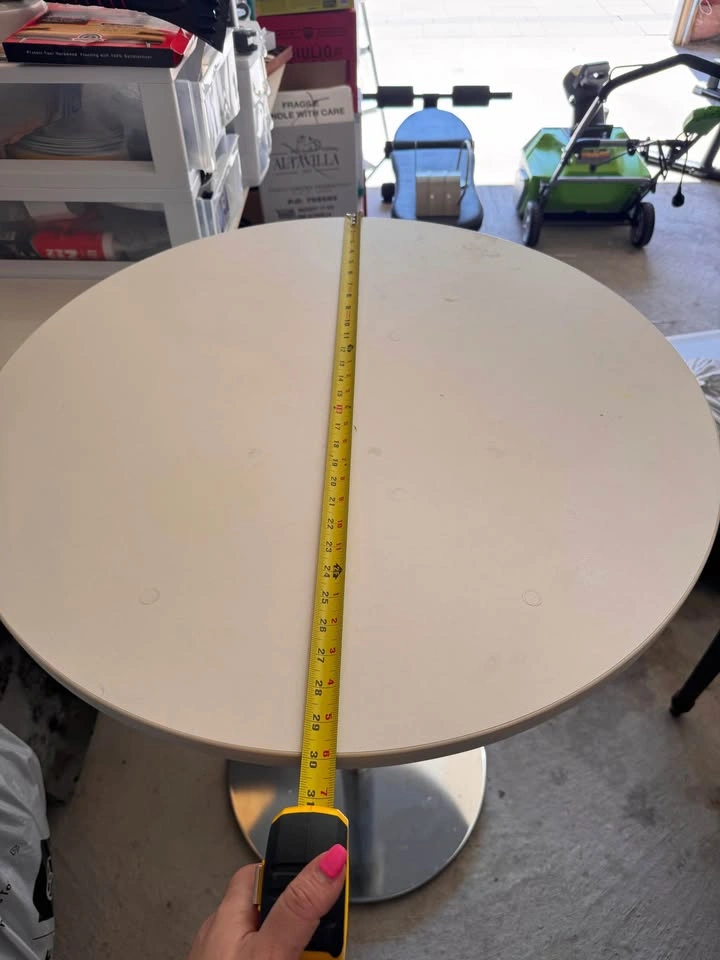 30” Round Counter Height Bistro Table – White Top & Chrome Base - photo 2