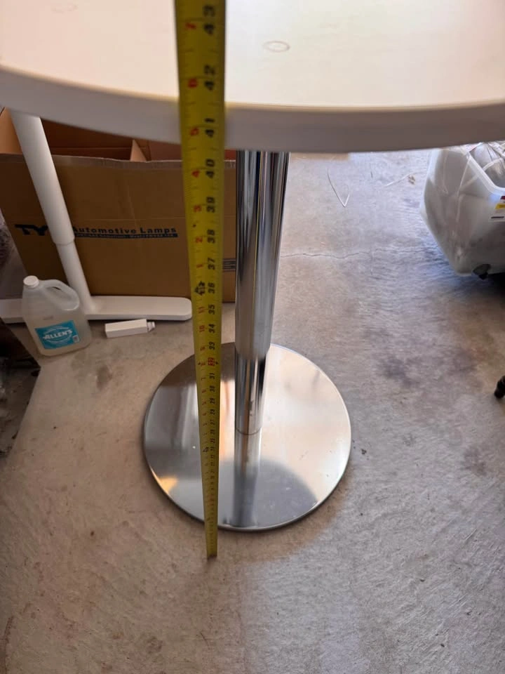 30” Round Counter Height Bistro Table – White Top & Chrome Base - photo 3