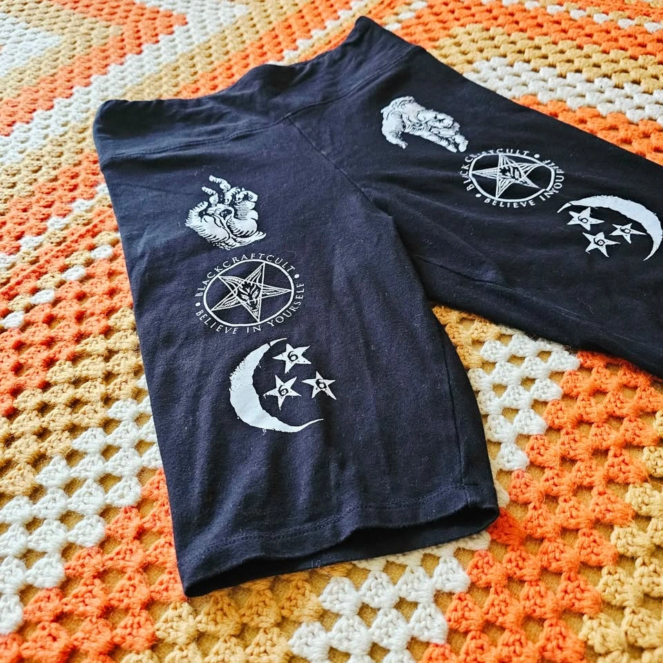 Blackcraft Cult Occult Pentagram Moon Goth Bike Shorts Medium - photo 2