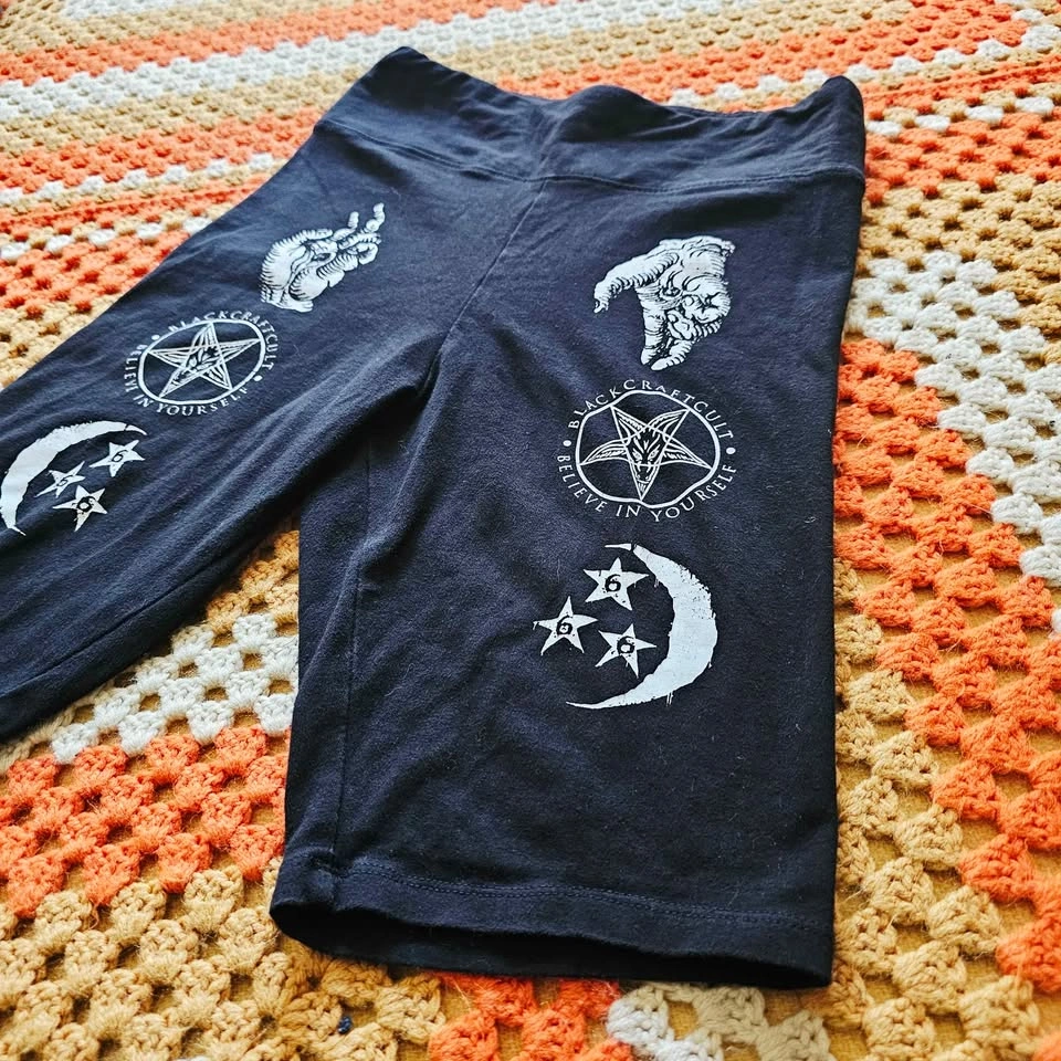 Blackcraft Cult Occult Pentagram Moon Goth Bike Shorts Medium - photo 3