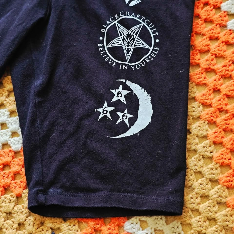 Blackcraft Cult Occult Pentagram Moon Goth Bike Shorts Medium - photo 5