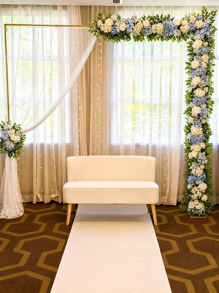 Dusty blue floral setup
