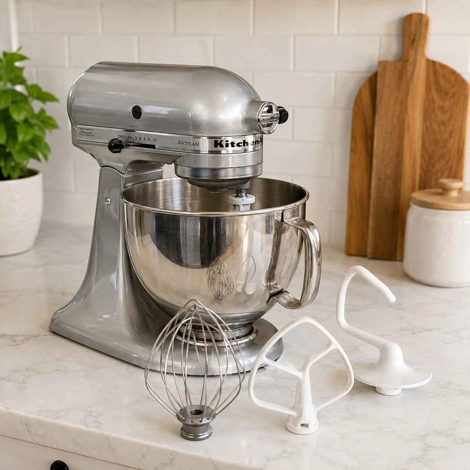 KitchenAid Artisan 5-Qt Stand Mixer - Metallic Chrome - Complete