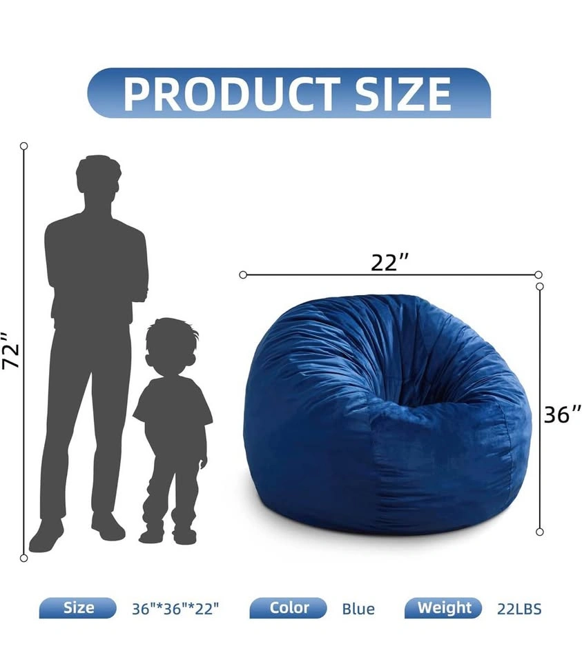 NEW - Hobestluk 3FT Bean Bag Chair — Blue - photo 2