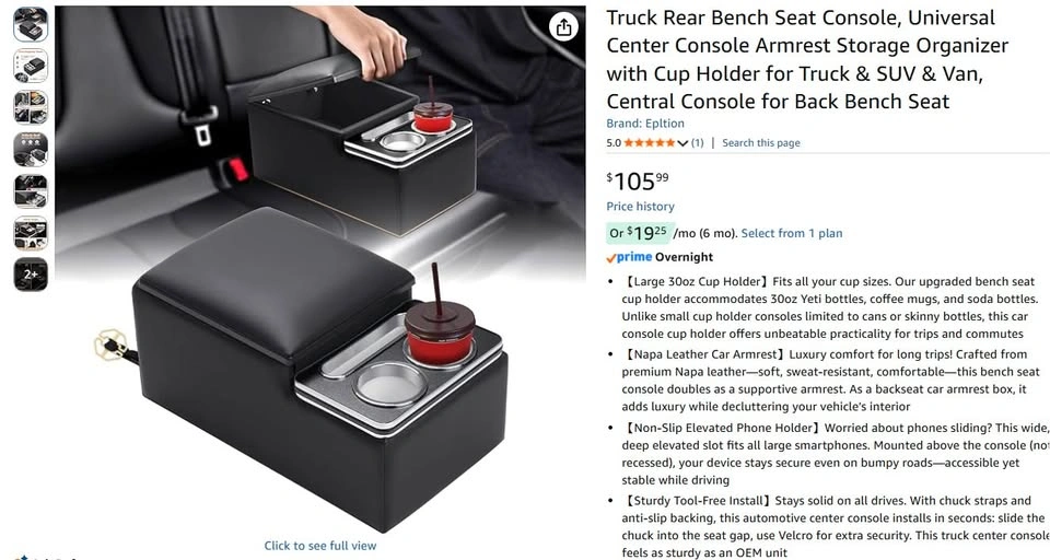 Universal Truck Rear Bench Seat Console Organizer - photo 2