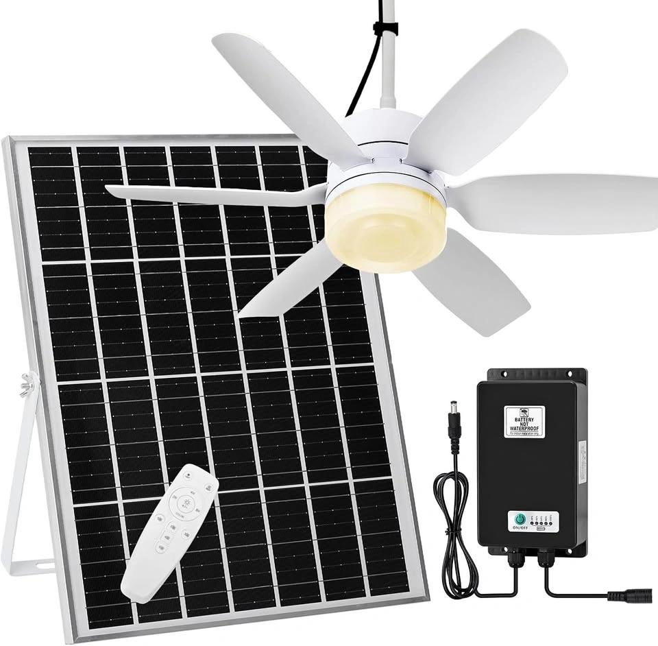 20.5" Solar Rechargeable Ceiling Fan with Light