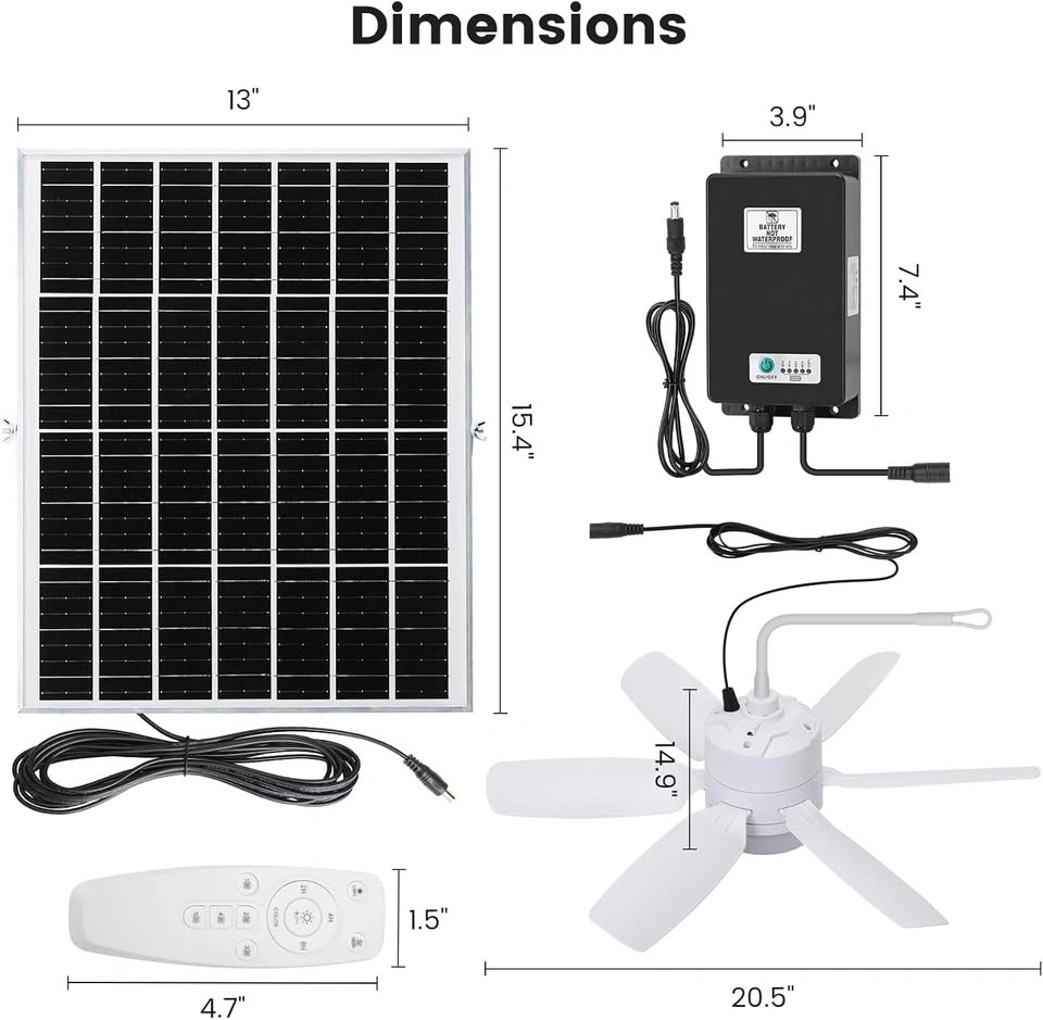 20.5" Solar Rechargeable Ceiling Fan with Light - photo 2