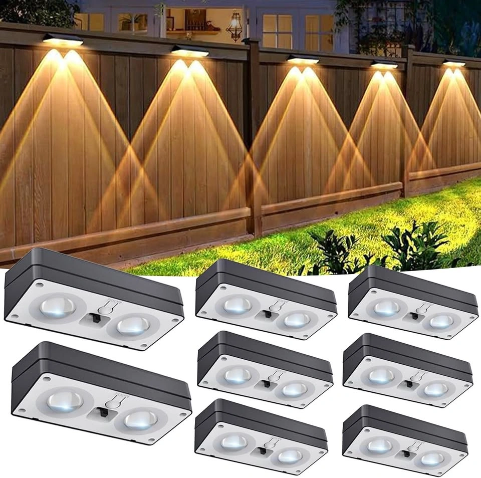 Solar Fence Lights 8-Pack – RGB + 3000K/5000K/6500K Modes