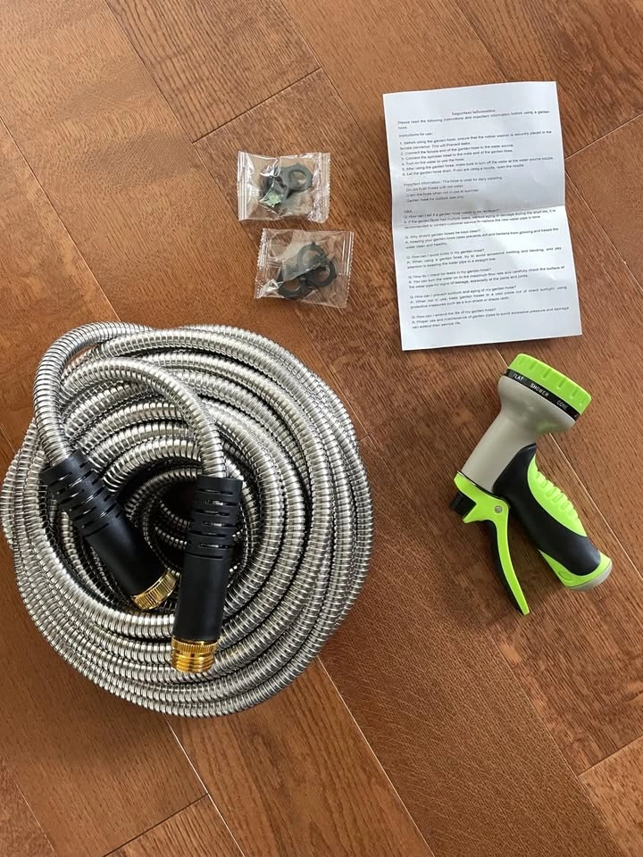 50ft Stainless Steel Garden Hose – 10-Function Nozzle - photo 4