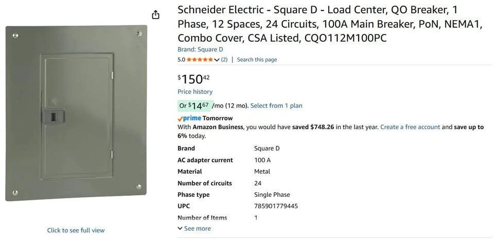 Square D QO 100A Main Breaker Load Center - photo 3