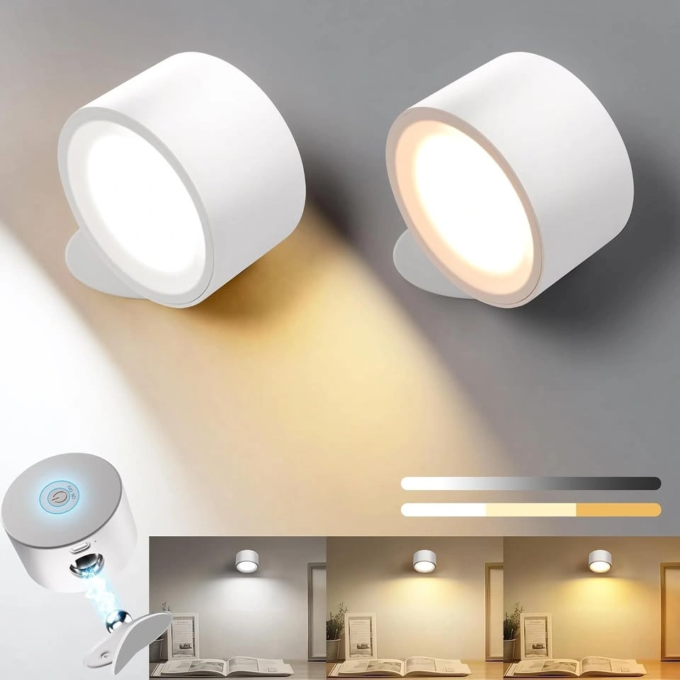Battery Operated Magnetic LED Wall Sconces – 3 Colour Temps, Dim - photo 2