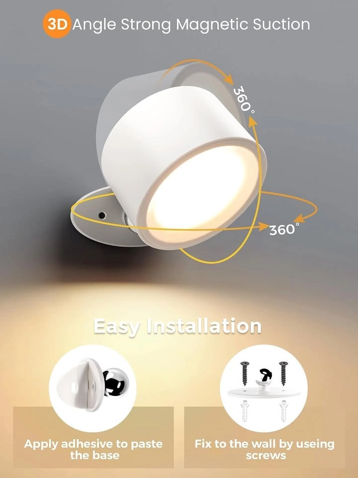 Battery Operated Magnetic LED Wall Sconces – 3 Colour Temps, Dim - photo 3