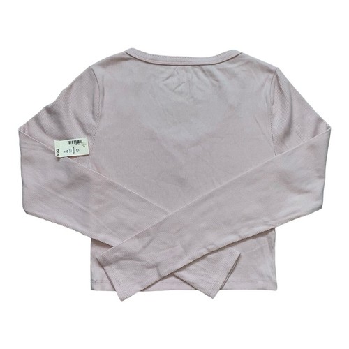 Long Sleeve Cropped Henley Shrunken Tee - photo 2