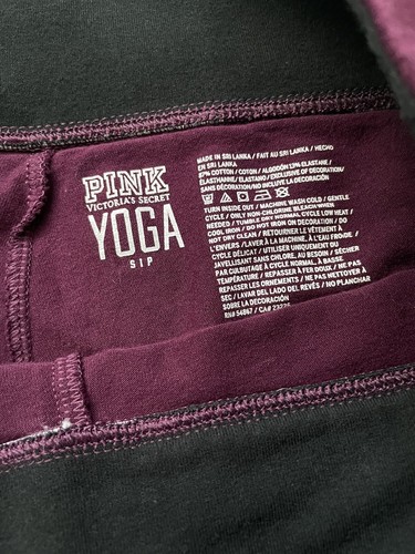 VICTORIA'S SECRET BURGUNDY 'PINK' SPELLOUT YOGA PANTS, WOMEN'S L - photo 4