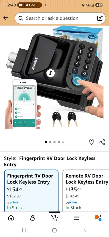 Kohree Fingerprint RV Door Lock Keyless Entry - photo 2