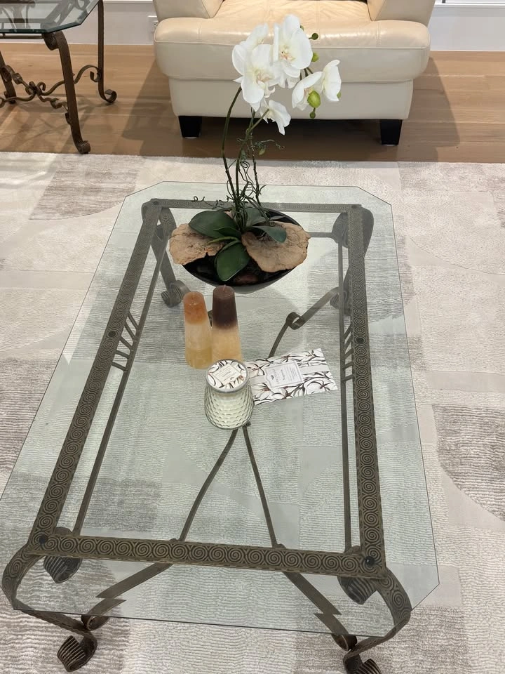 Elegant Glass & Metal Coffee Table Set - photo 4