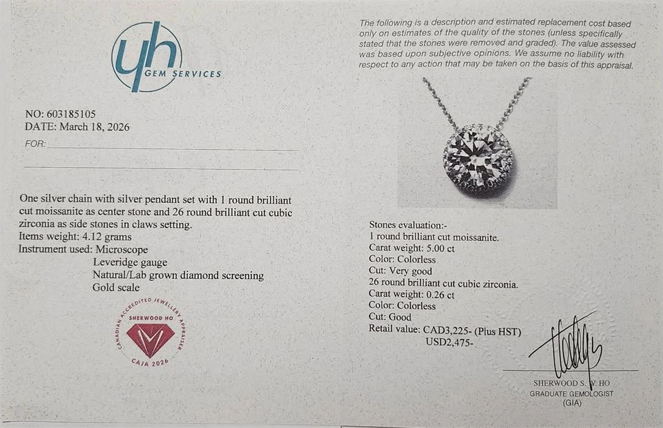 Moissanite Pendant on silver chain(5 cct) - photo 4