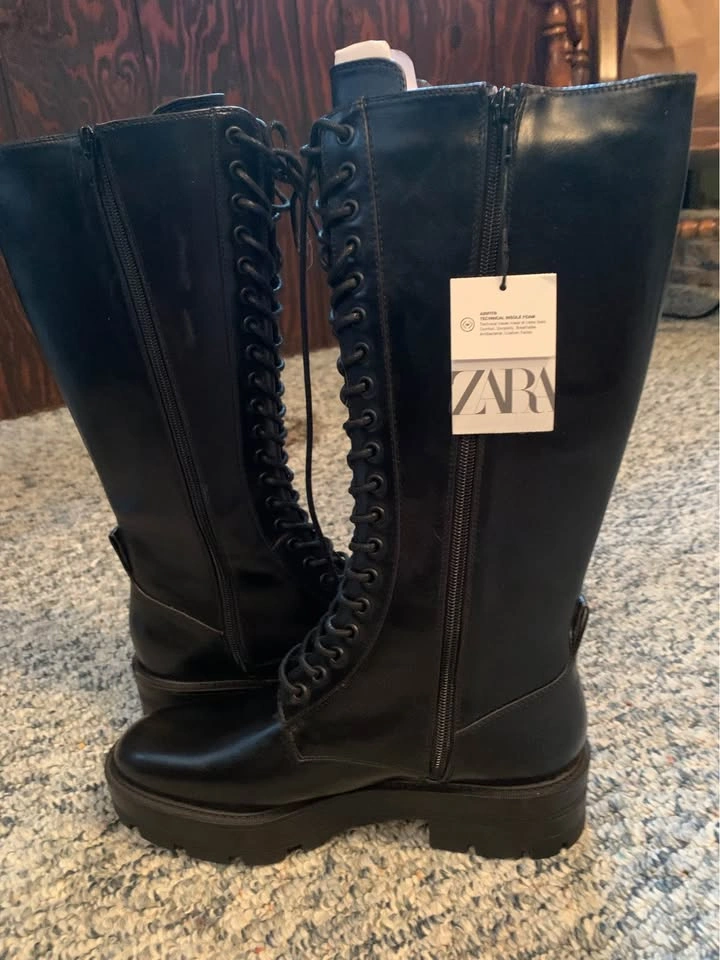 Zara Tall Laced Combat Style Boot - photo 2