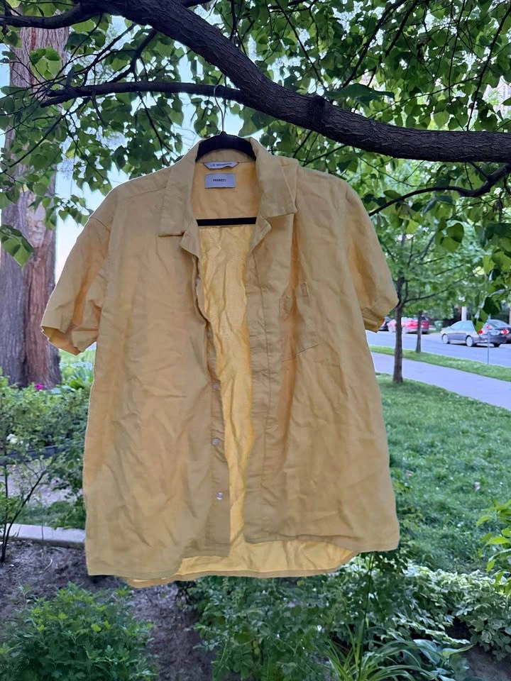 Butter Yellow Cotton Button Up Shirt