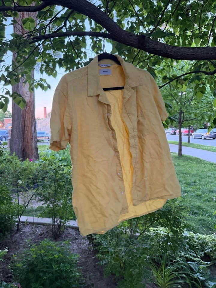Butter Yellow Cotton Button Up Shirt - photo 2