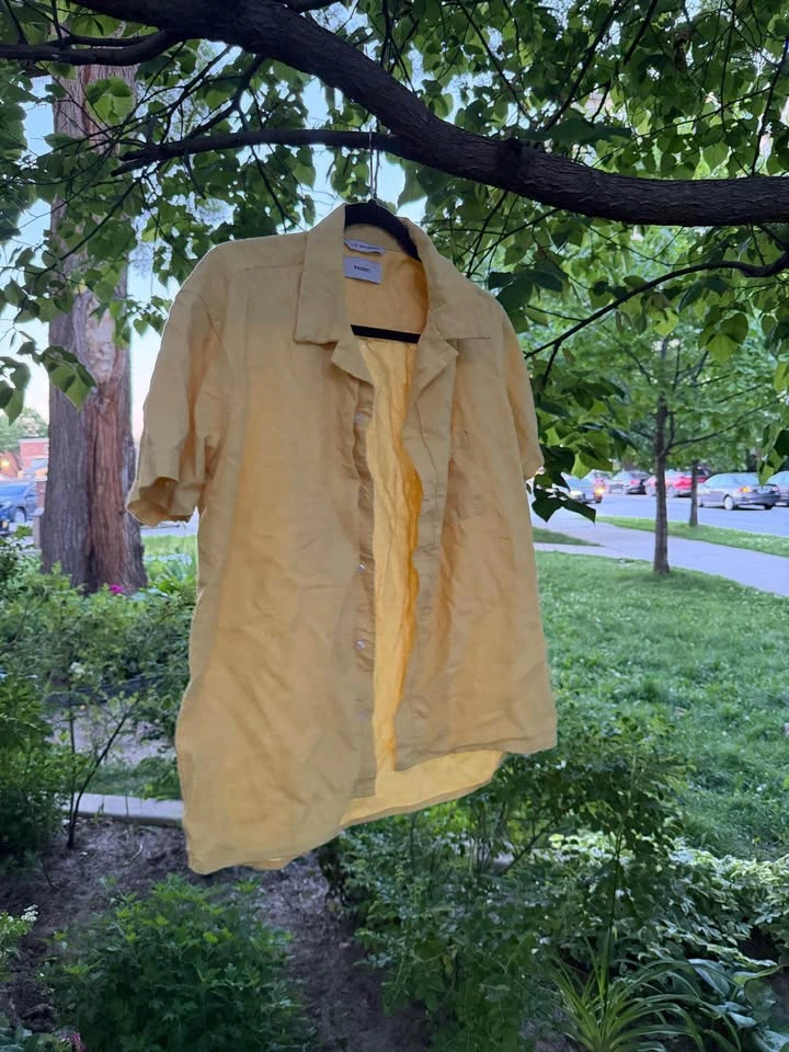 Butter Yellow Cotton Button Up Shirt - photo 3