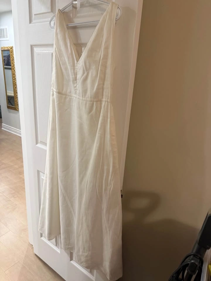 Gap Designed and crafted White Linen-Blend Maxi Dress size 4 - photo 2