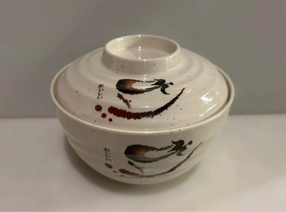 New Set of 4 Medium Size Japanese Bowls w/ Lids Melamine Ware - photo 2