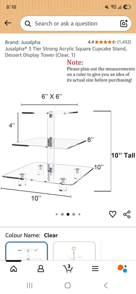 3 Tier Acrylic Square Cupcake Stand - photo 5